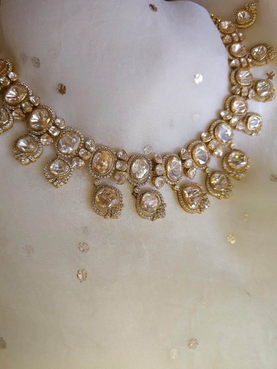 Antique moissanite silver necklace