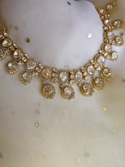Antique moissanite silver necklace