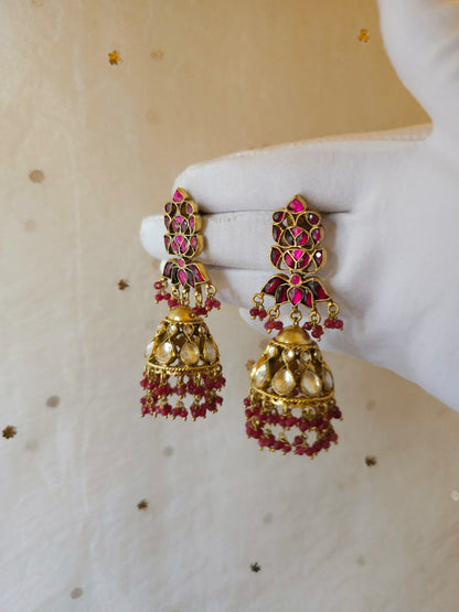 Red regalia jhumkas