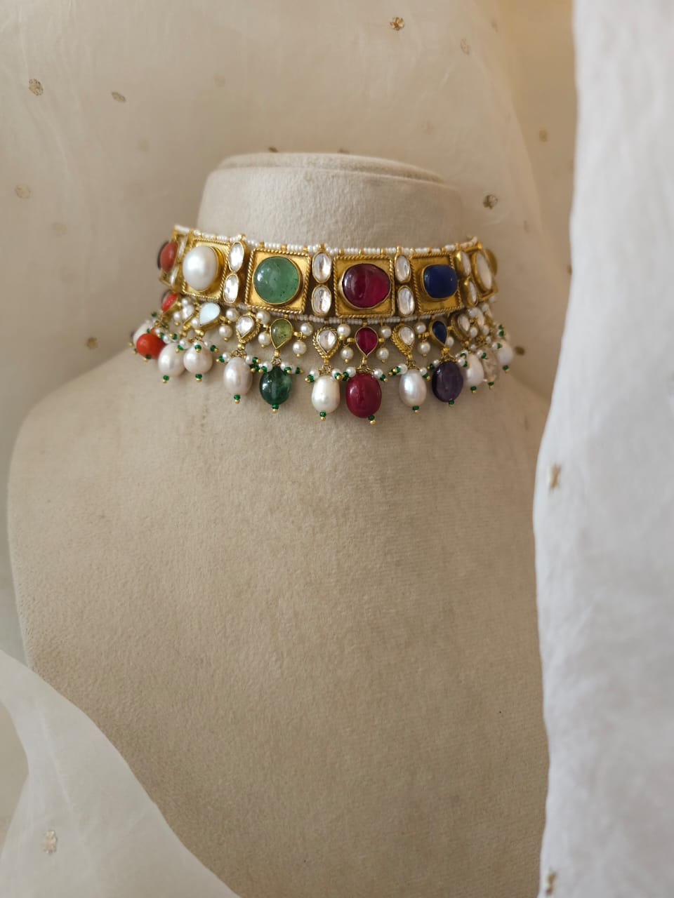 Imperial navratan alloy necklace