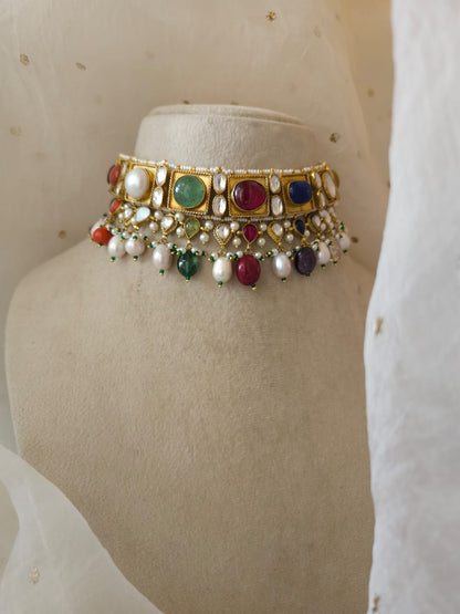 Imperial navratan alloy necklace