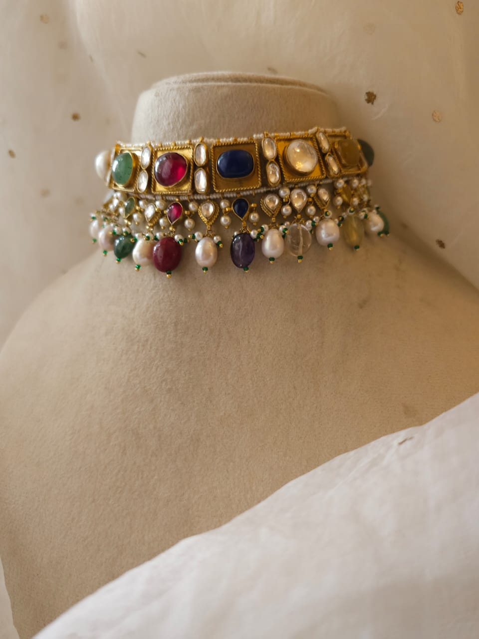 Imperial navratan alloy necklace