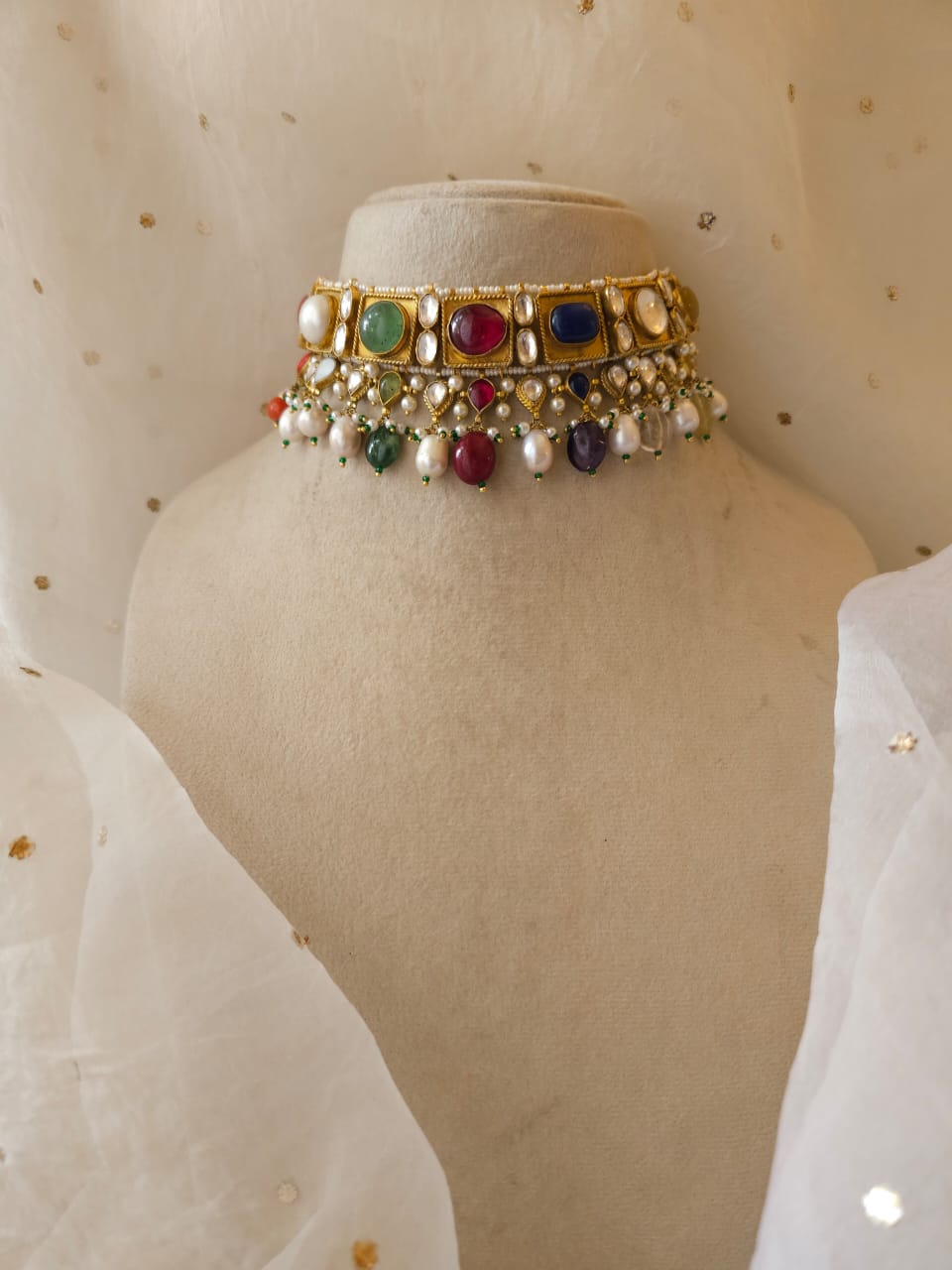 Imperial navratan alloy necklace