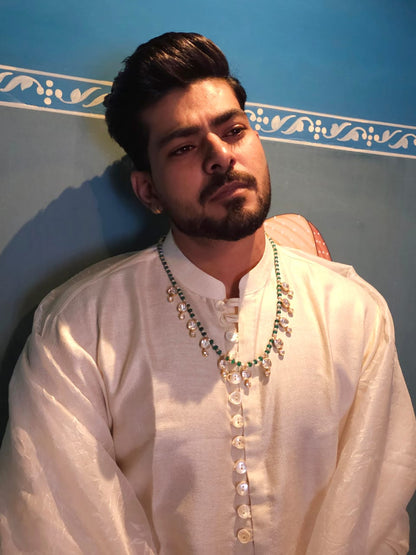 Sawai polki silver necklace