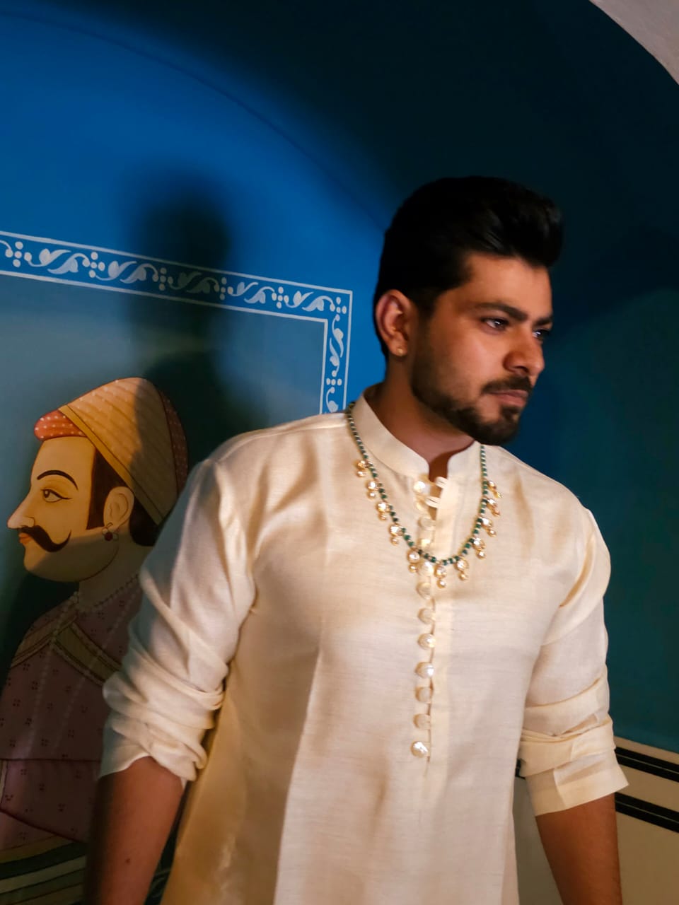 Sawai polki silver necklace