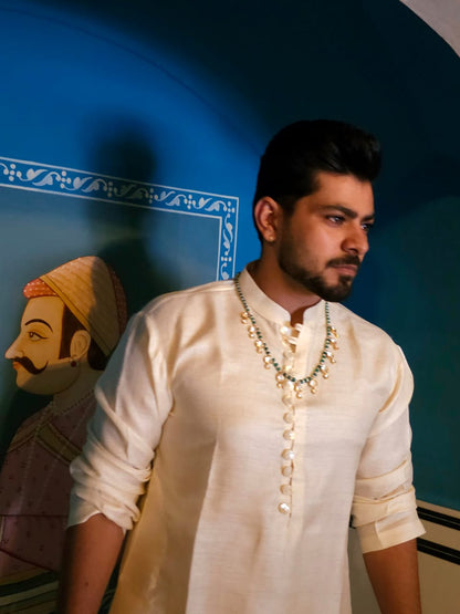 Sawai polki silver necklace