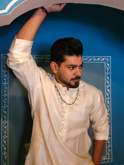 Sawai polki silver necklace