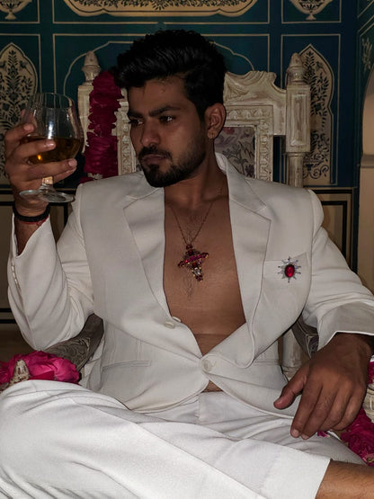 Rajaratna silver brooch