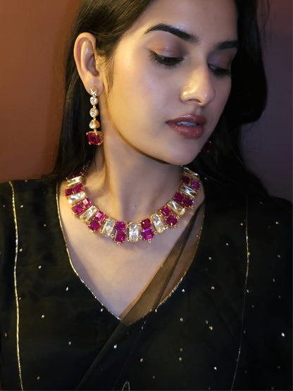 The ruby line polki necklace