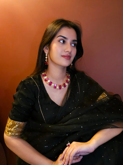 The ruby line polki necklace