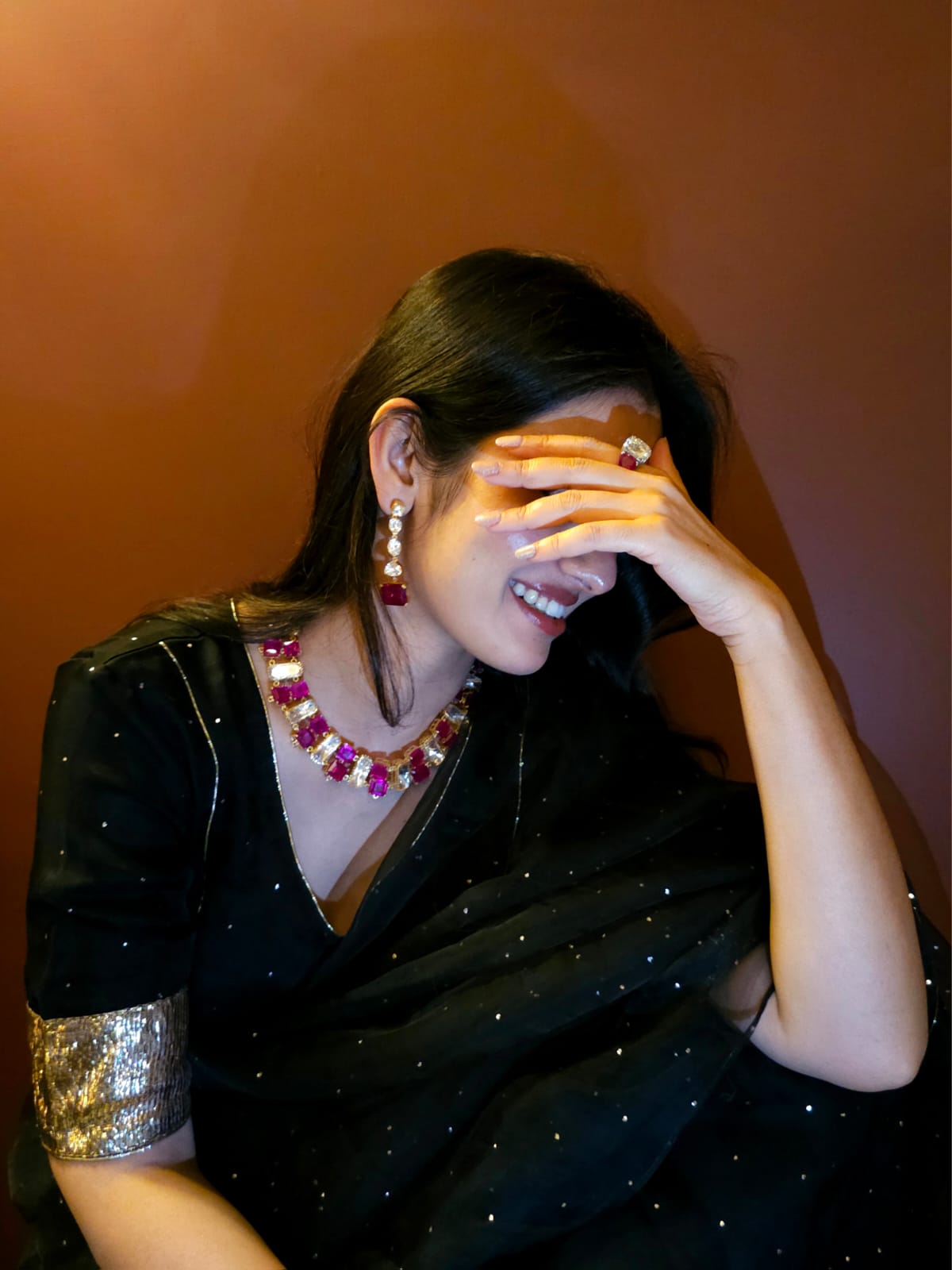 The ruby line polki necklace