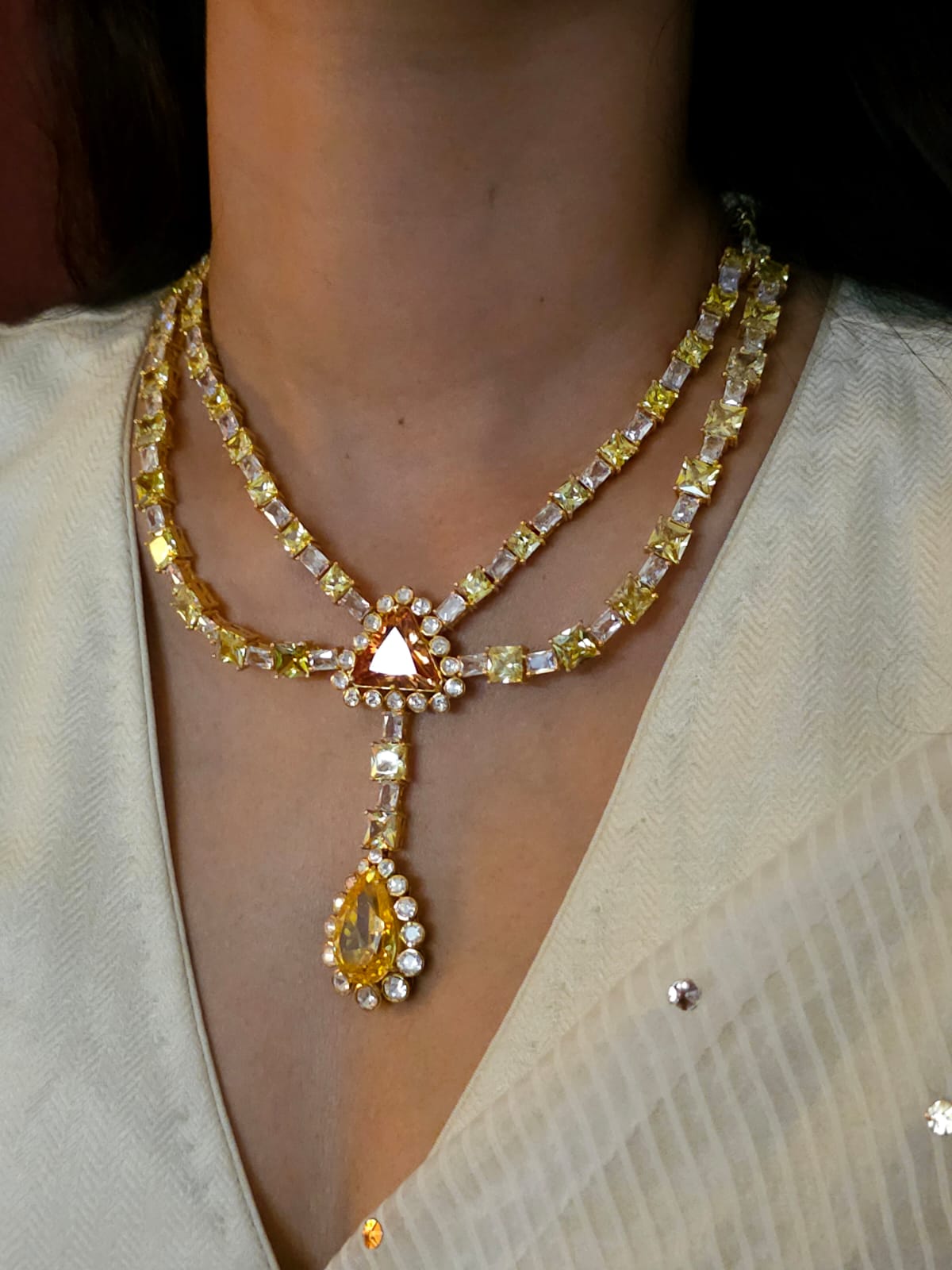 Sonja champagne silver necklace