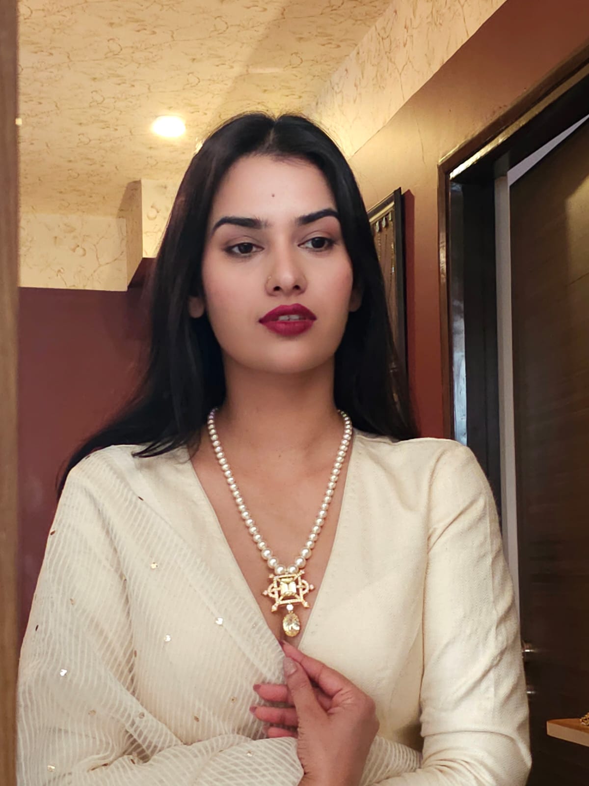 Cristal champagne silver necklace