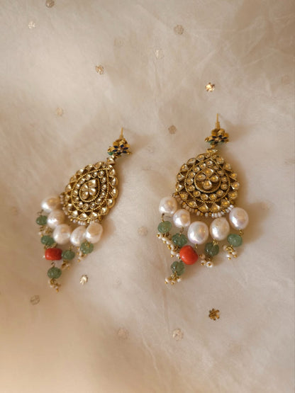 Persimmon pearl earrings