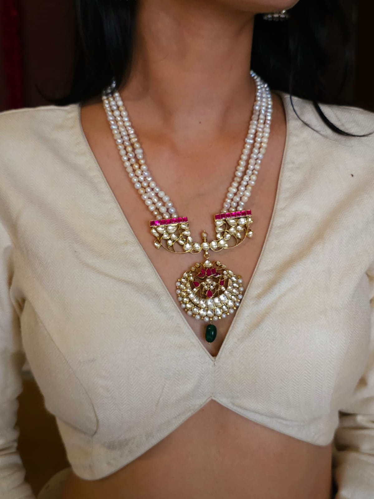 Rakta kamal pearl necklace