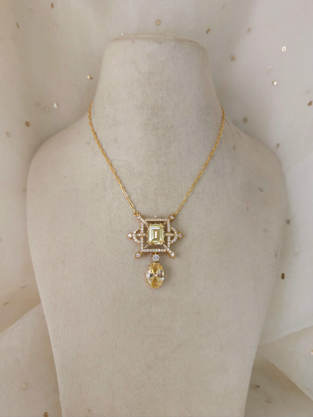 Cristal champagne silver necklace