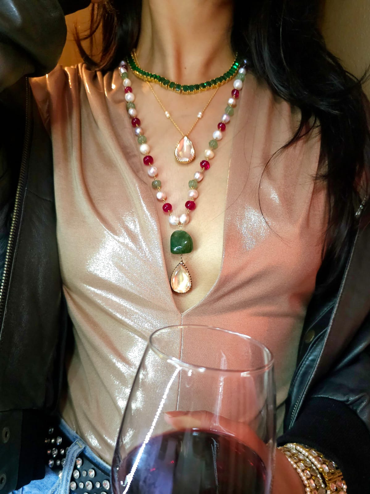Champagne drop chain necklace