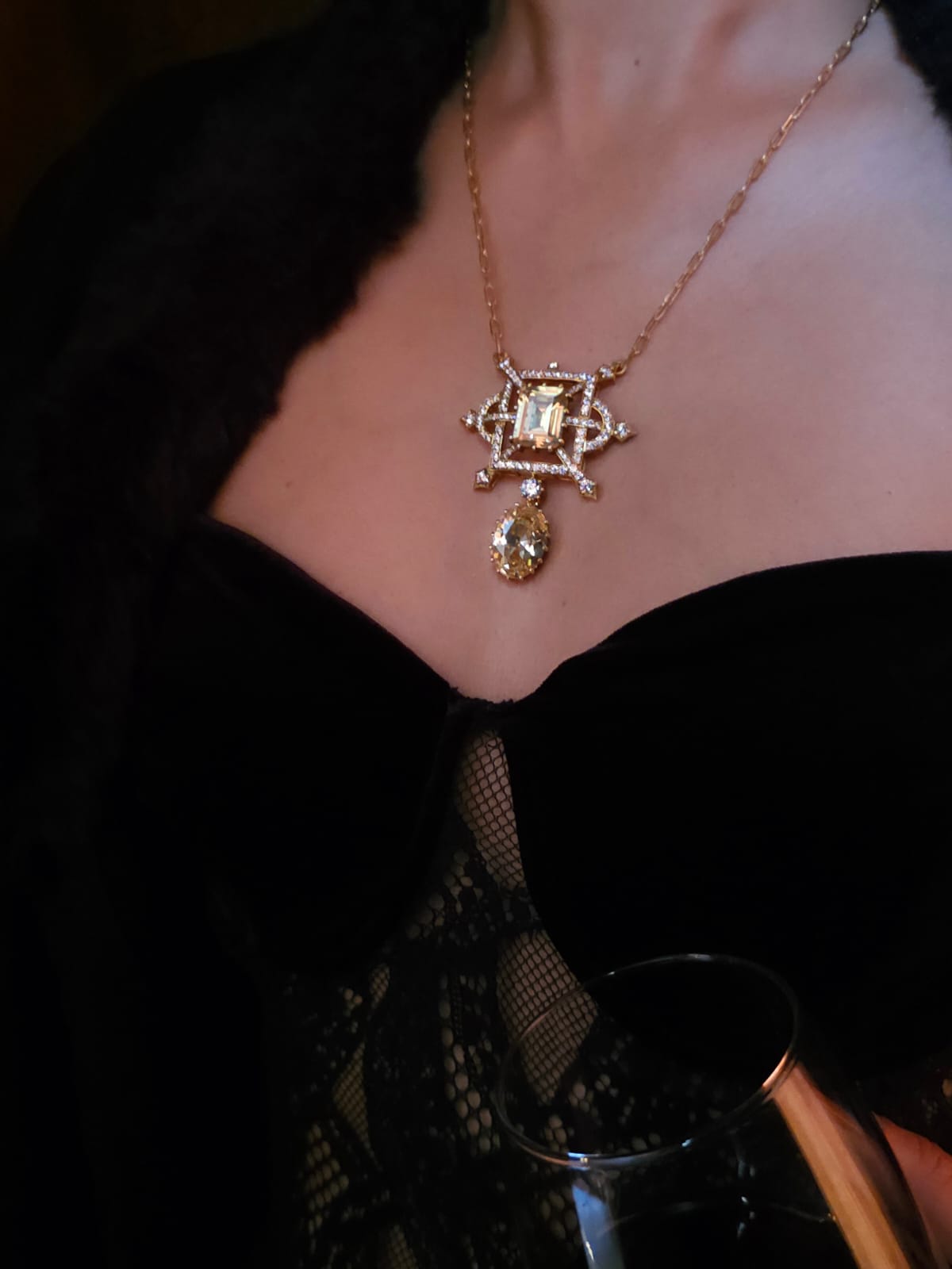 Cristal champagne silver necklace