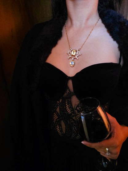 Cristal champagne silver necklace