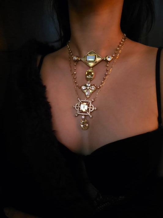 Cristal champagne silver necklace