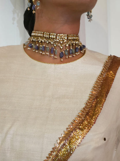 Gwal jhanki tanzanite necklace set