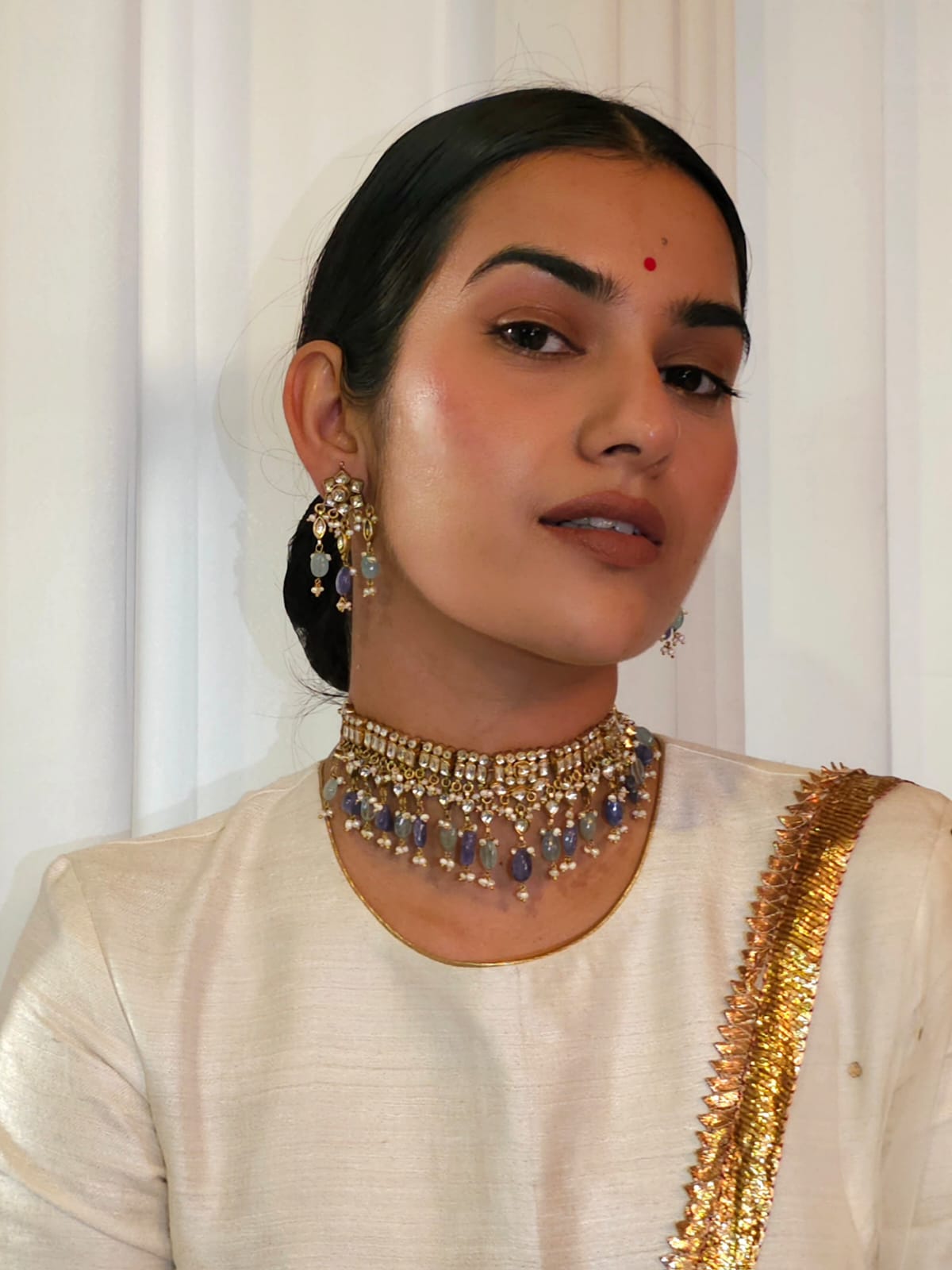 Gwal jhanki tanzanite necklace set