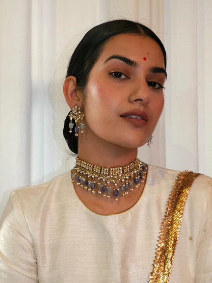 Gwal jhanki tanzanite necklace set