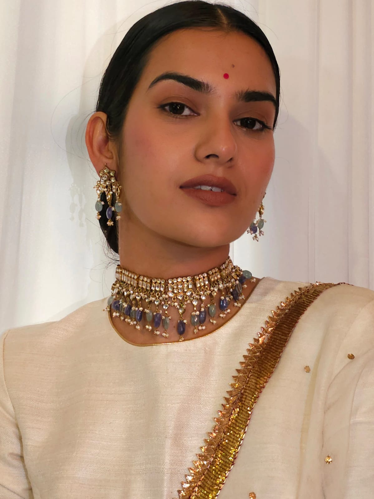 Gwal jhanki tanzanite necklace set