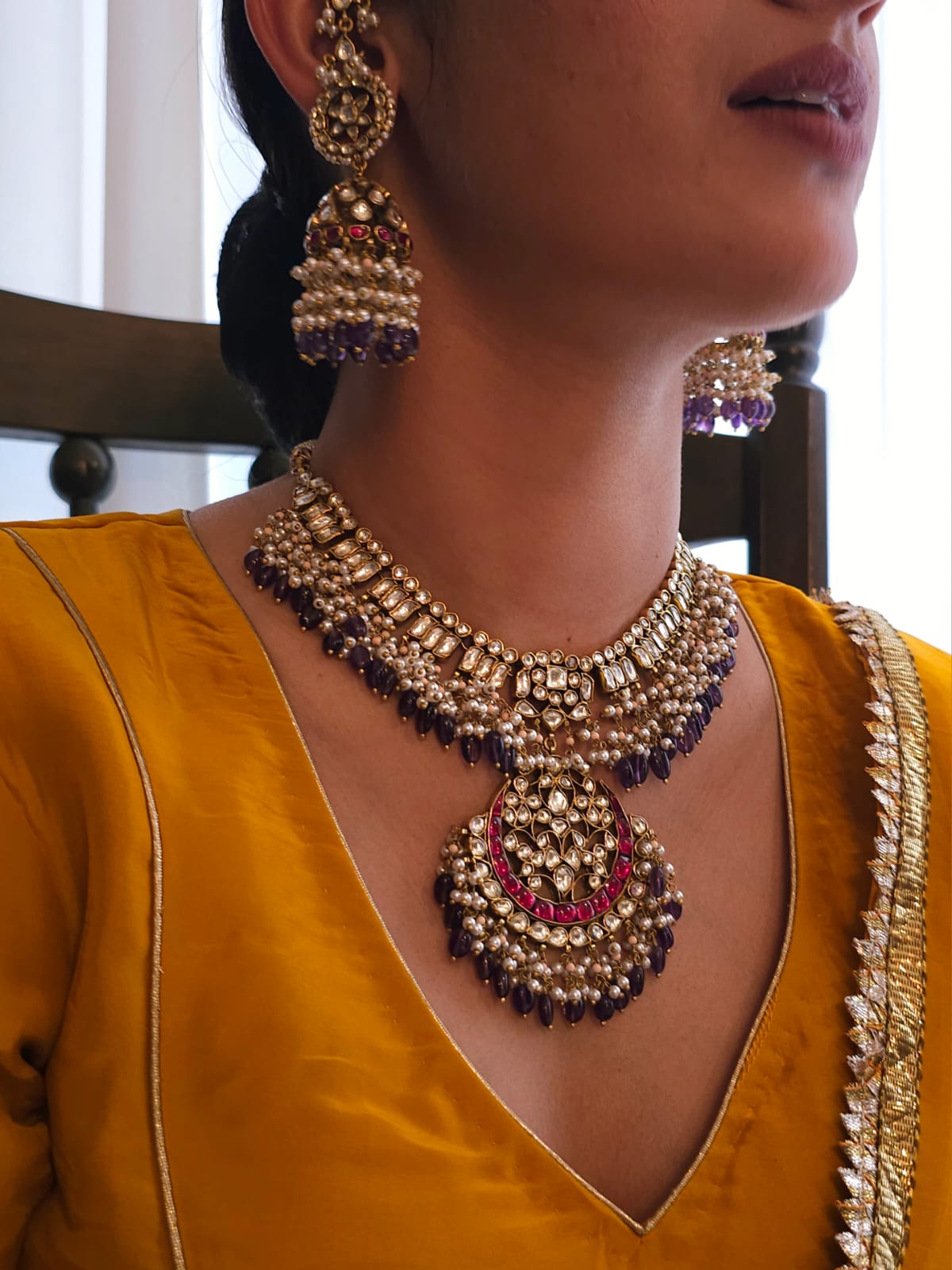 Shrinath ji amethyst jhumkas