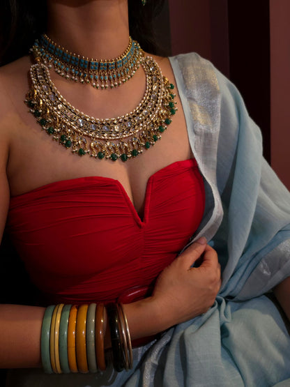 Amber turquoise choker set