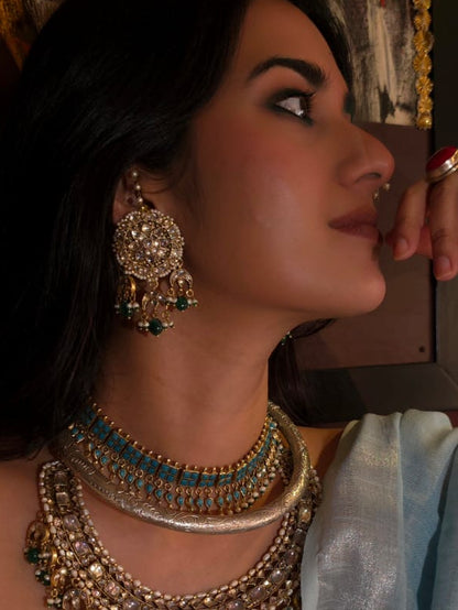 Amber turquoise choker set