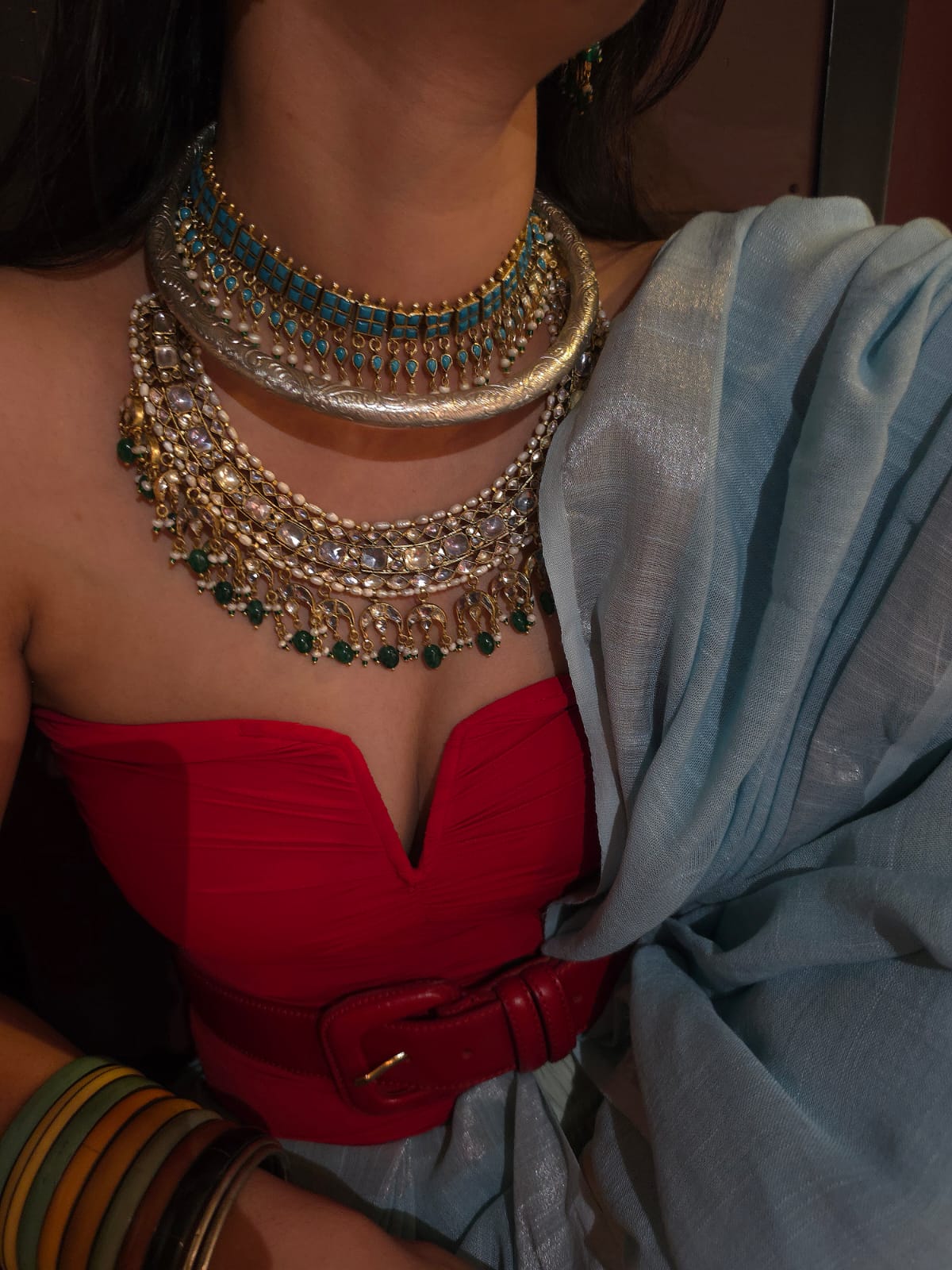 Amber turquoise choker set