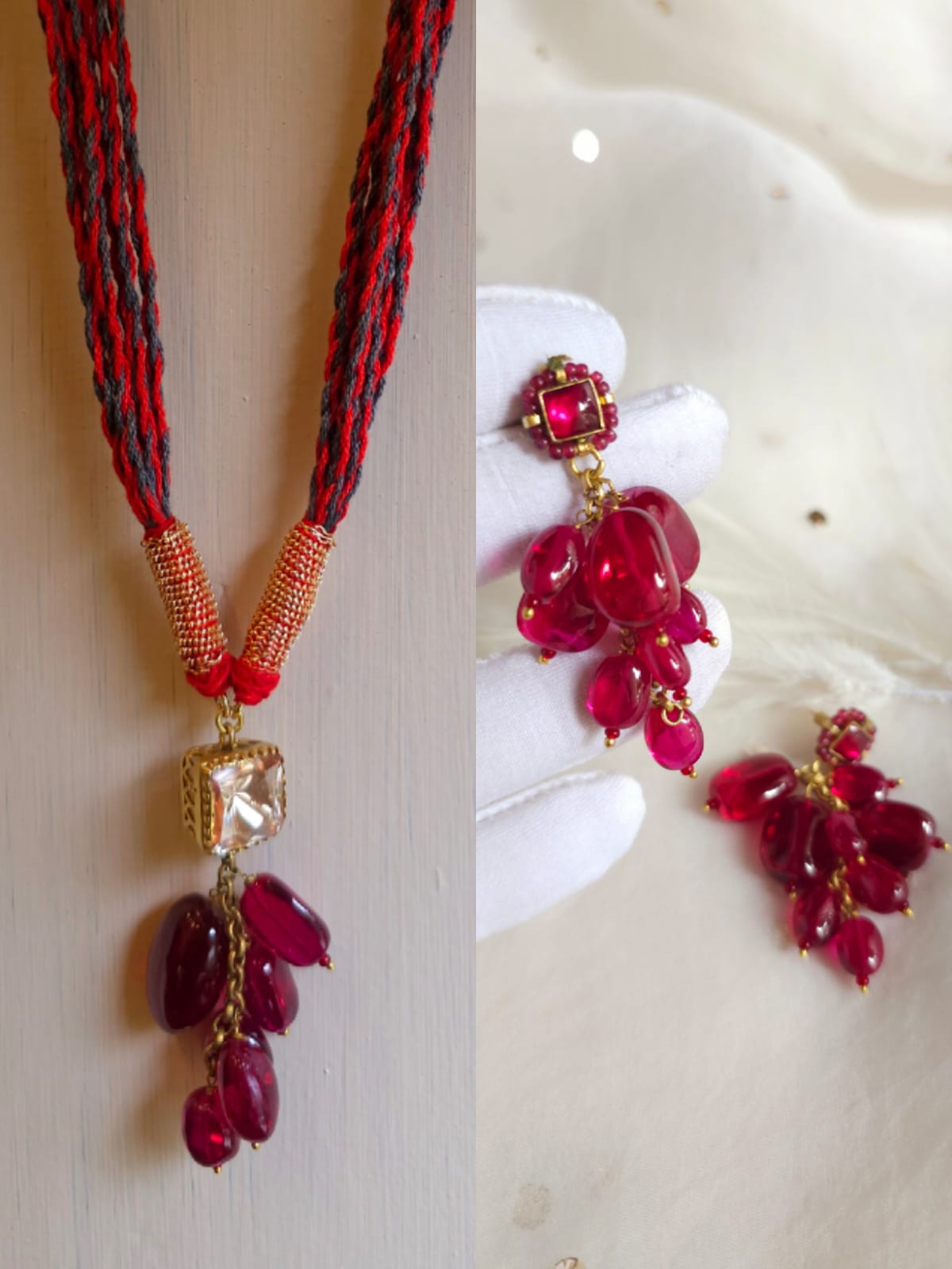 Syrah spinel silver necklace