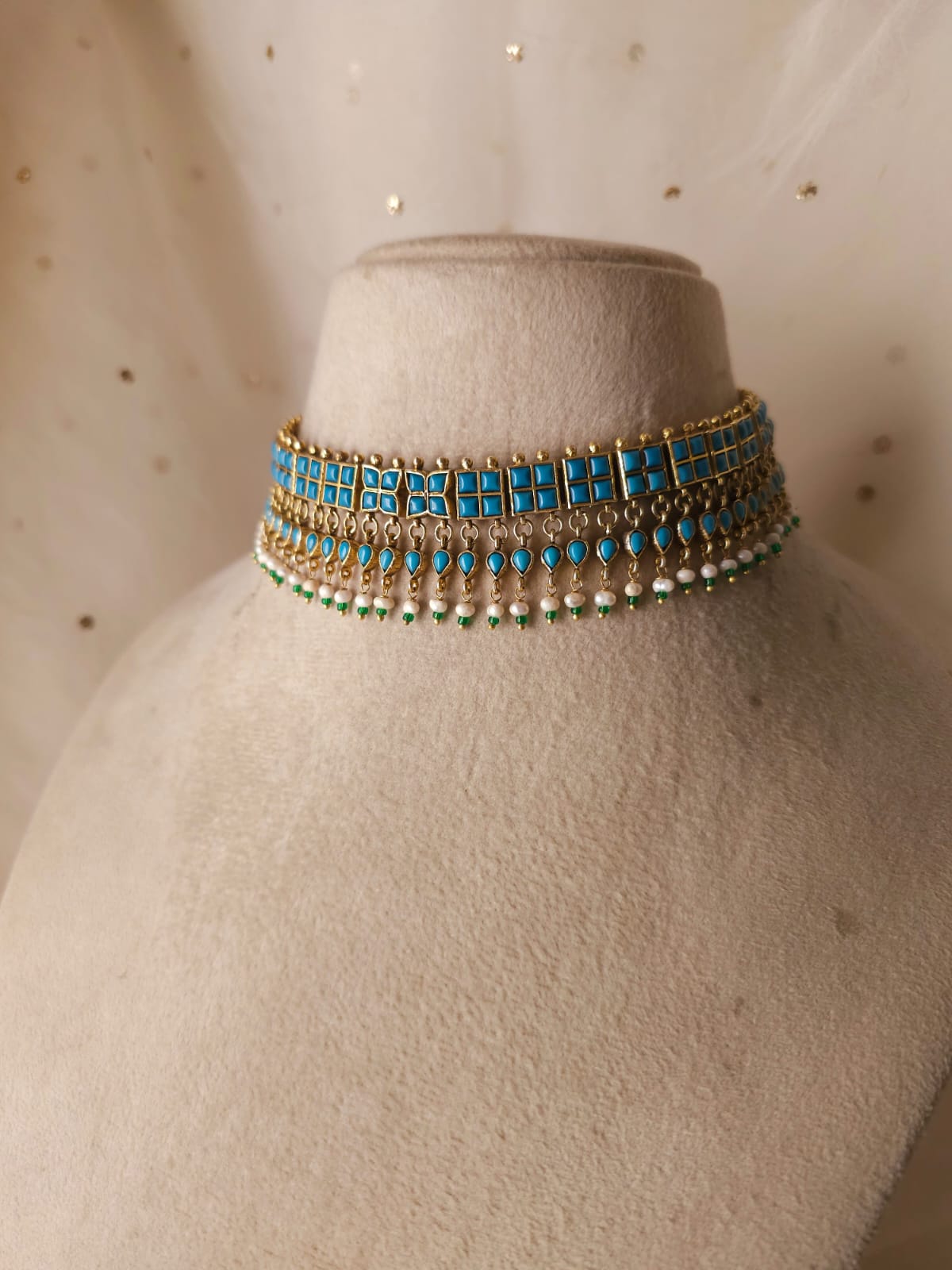 Amber turquoise choker set