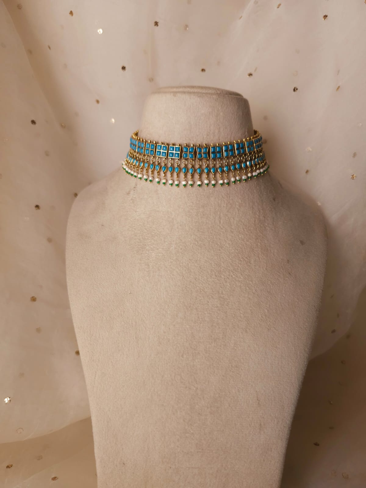 Amber turquoise choker set