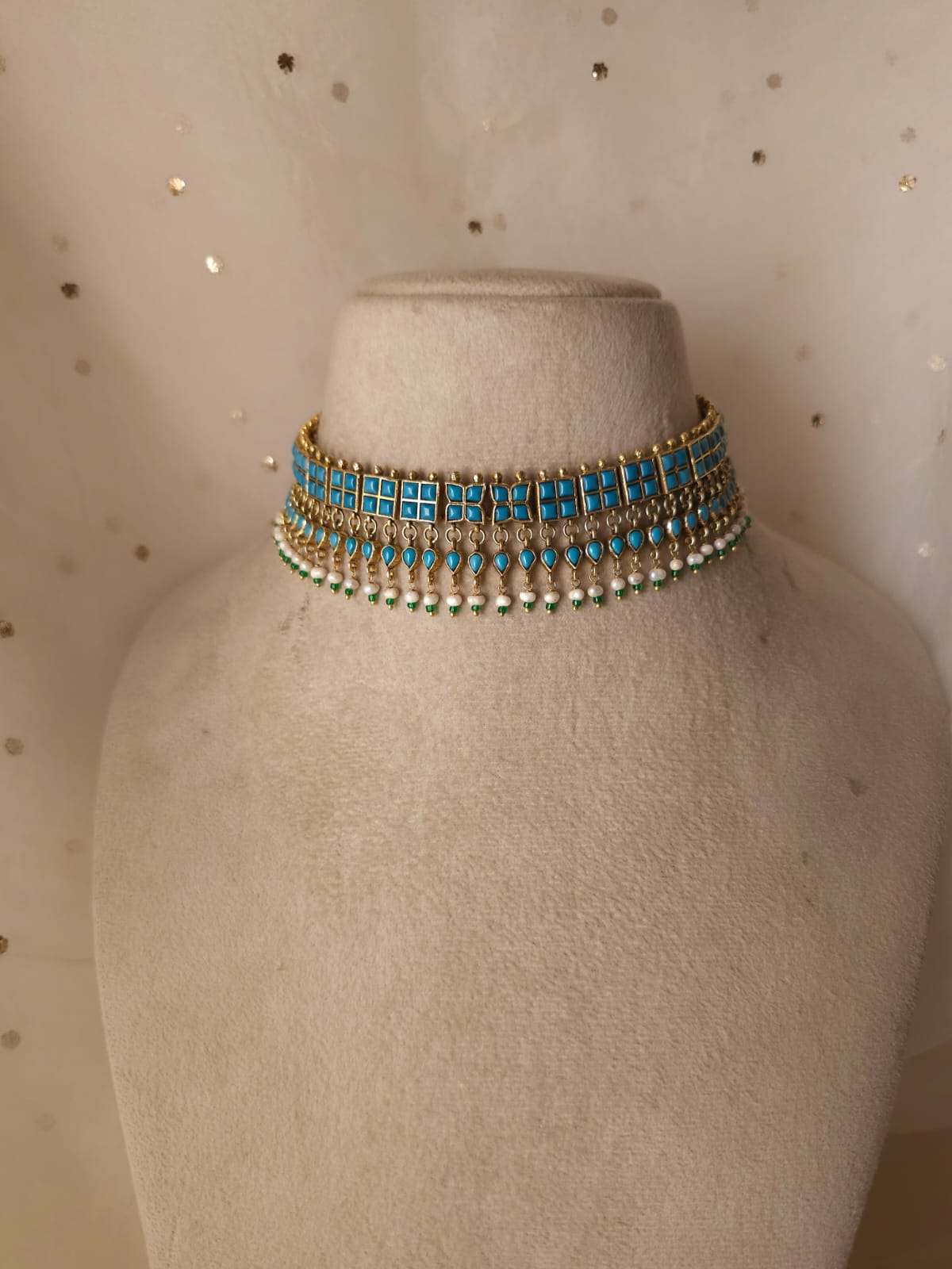 Amber turquoise choker set