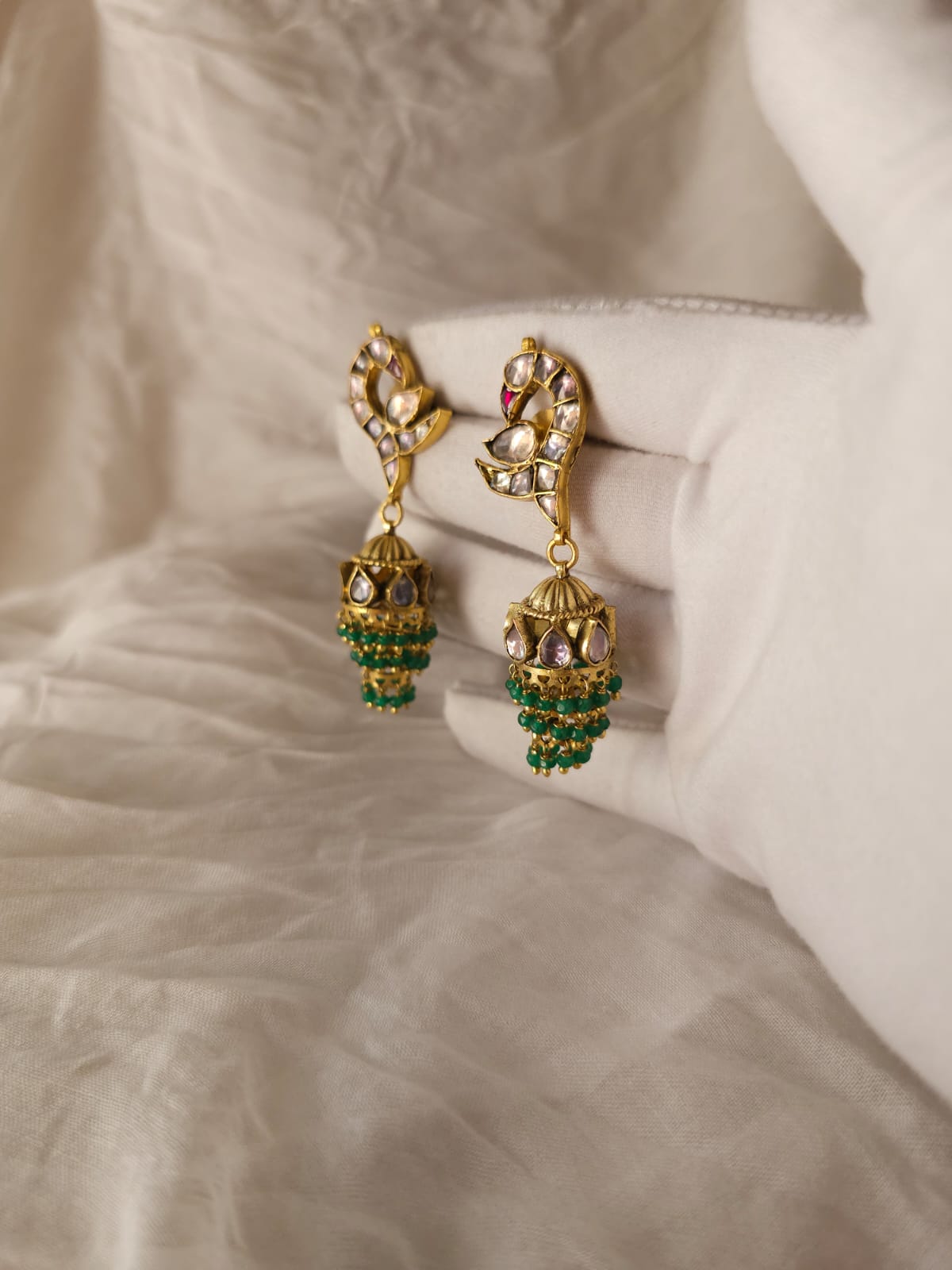 Pepper queen green jhumkas