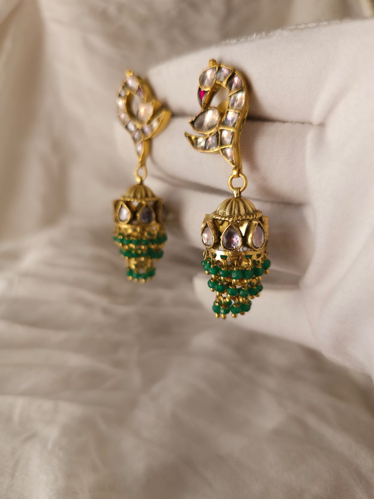 Pepper queen green jhumkas