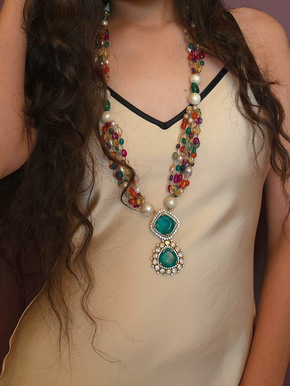 Shiraz navratan silver necklace