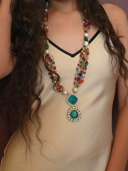 Shiraz navratan silver necklace