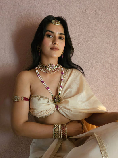Mahamayur ruby necklace set
