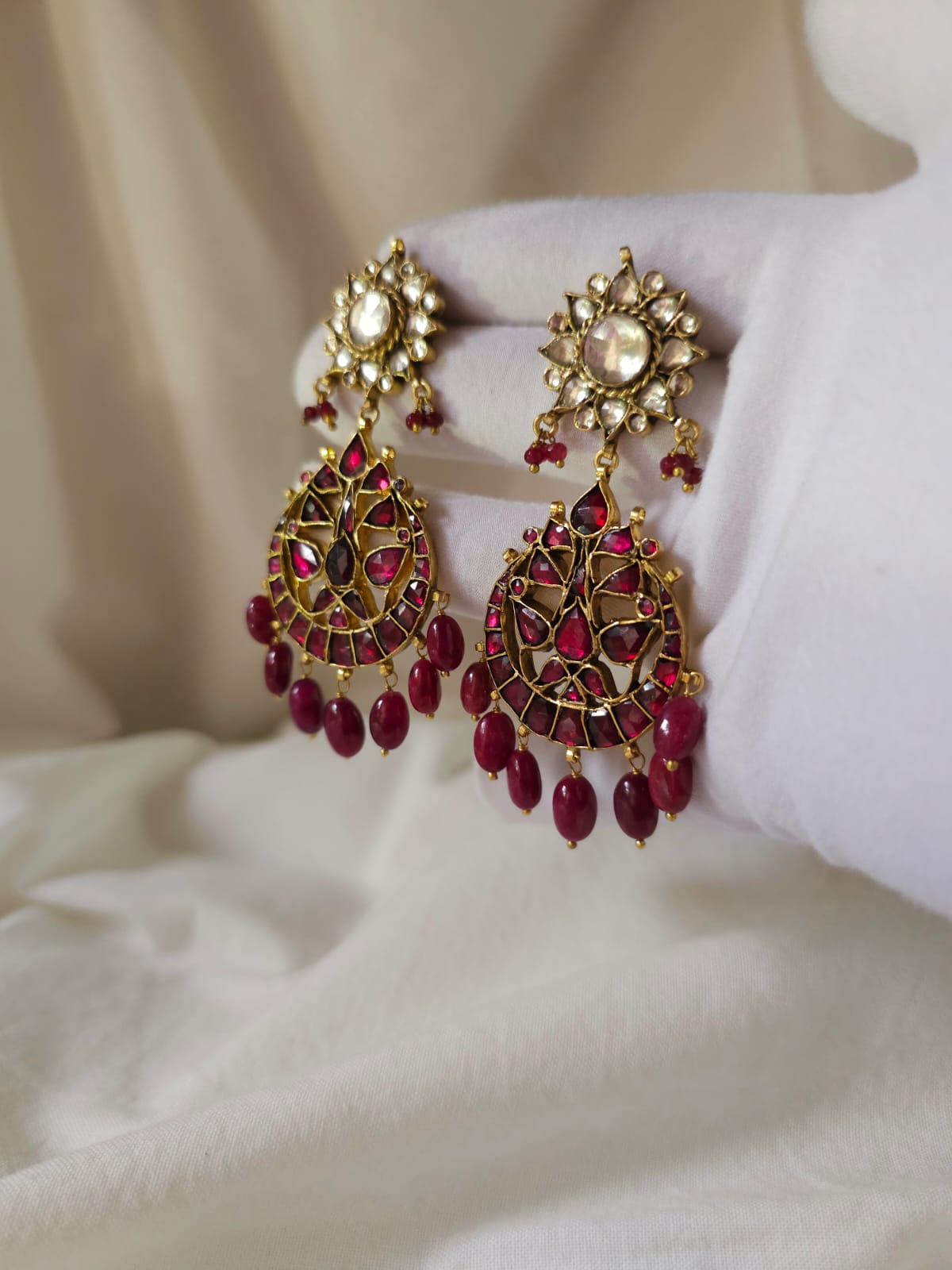 Rhodolite ruby miraval chandbali