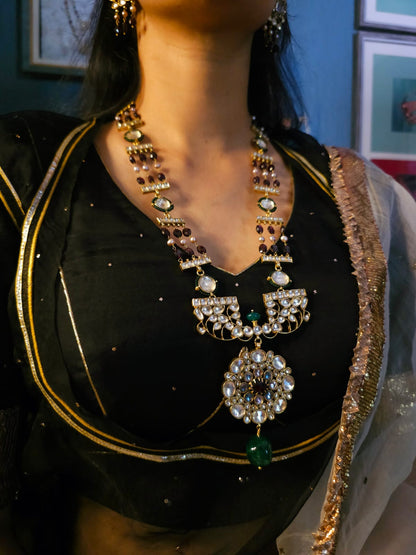 Sandhya jhanki garnet necklace set