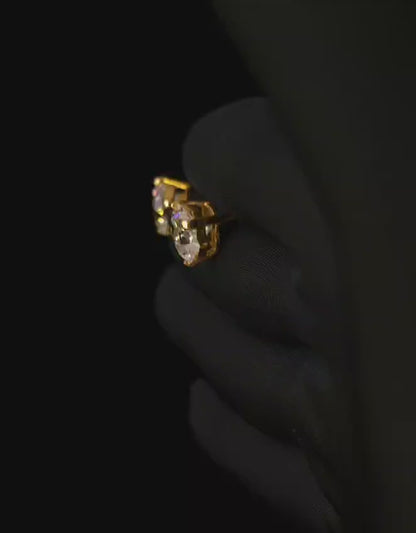 Three carat moissanite diamond heart studs