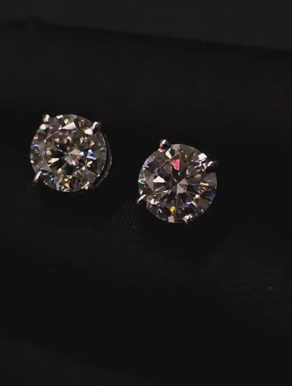 Two carat moissanite round studs