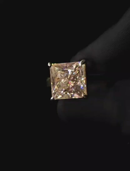 Princess cut moissanite diamond ring