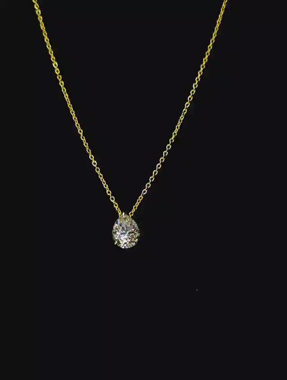 Three carat moissanite pear necklace