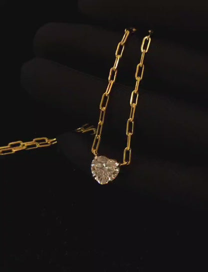 Three carat moissanite heart necklace
