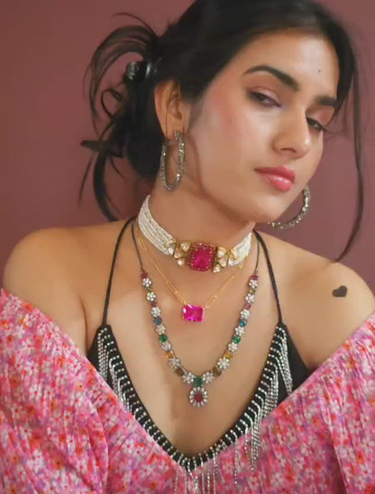 The ruby line silver necklace