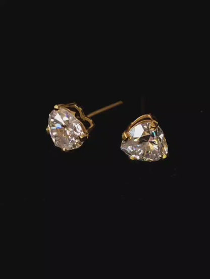 Three carat moissanite diamond heart studs